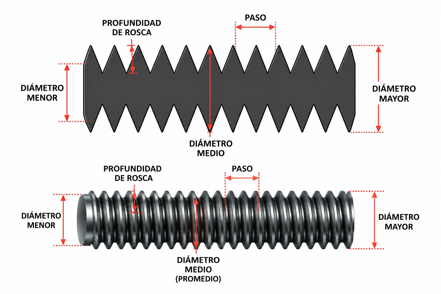 Rosca M18 de paso 2,50 mm